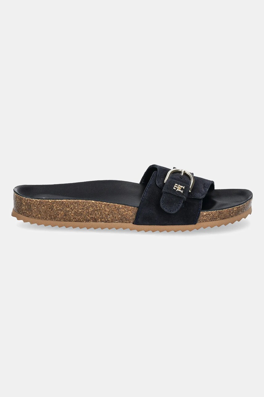 Замшеві шльопанці Tommy Hilfiger SOFT SUEDE ADJUSTABLE MULE жіночі колір синій FW0FW08809