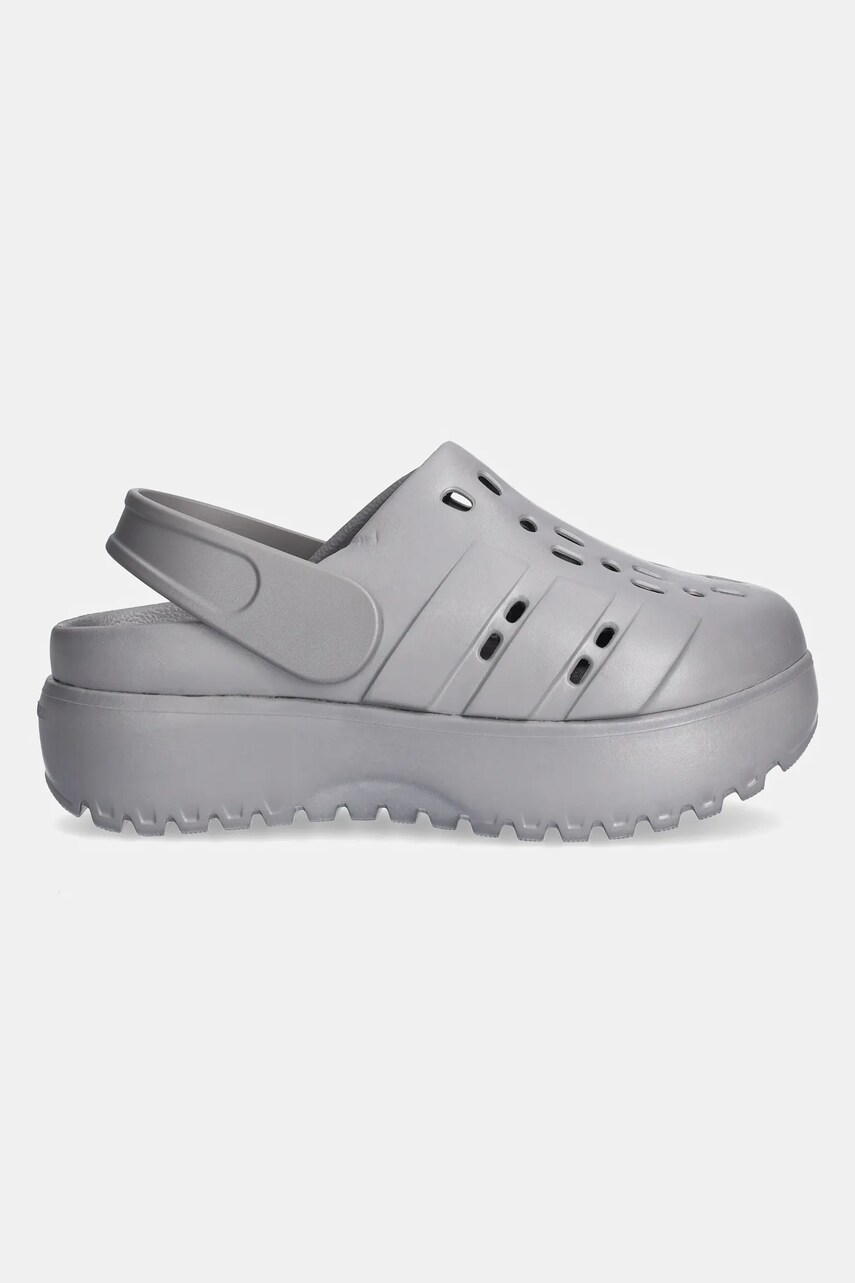 Шльопанці adidas Adilette Clog Platform жіночі колір сірий на платформі JQ9879