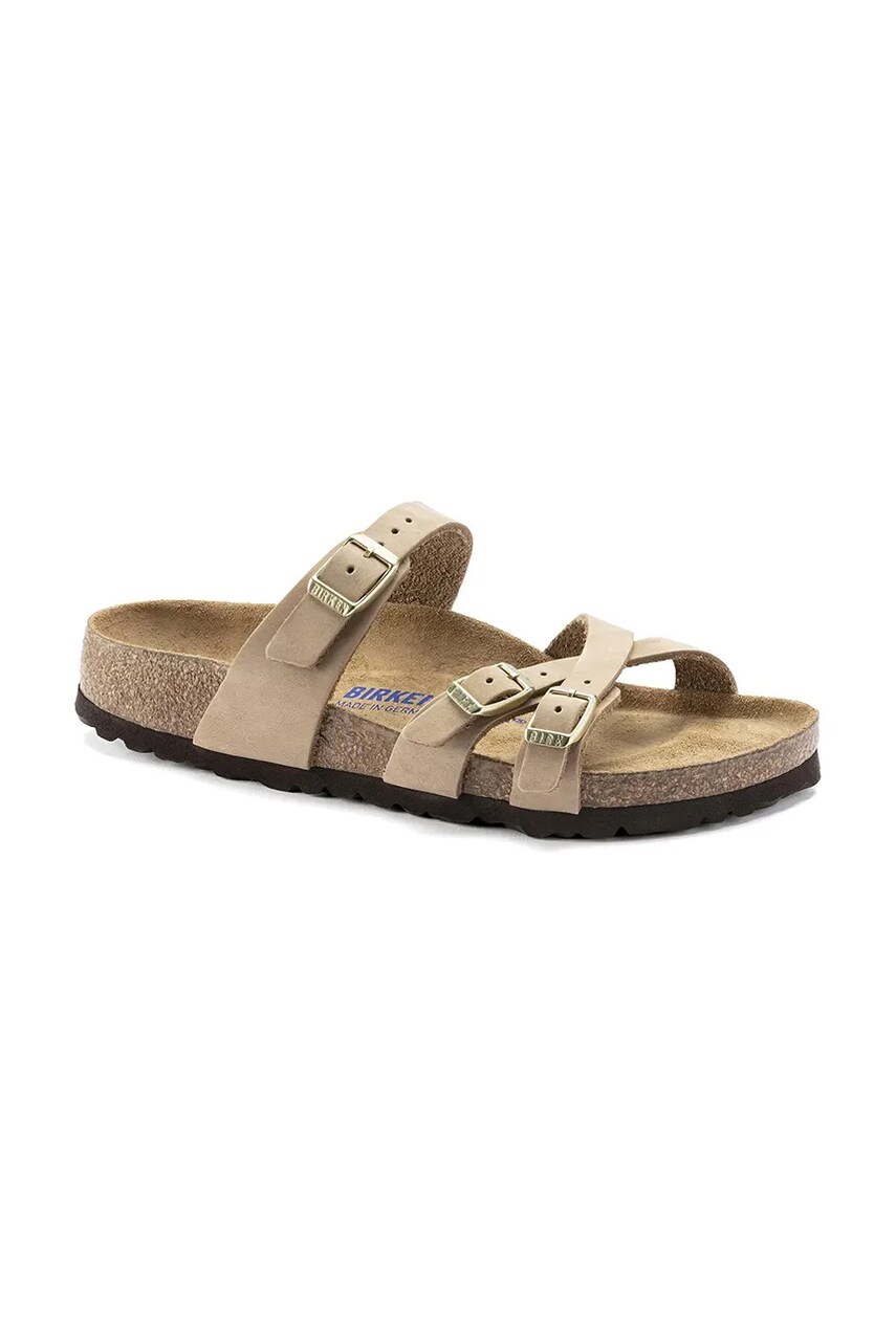 Шльопанці з нубуку Birkenstock Franca SFB колір бежевий 1022973