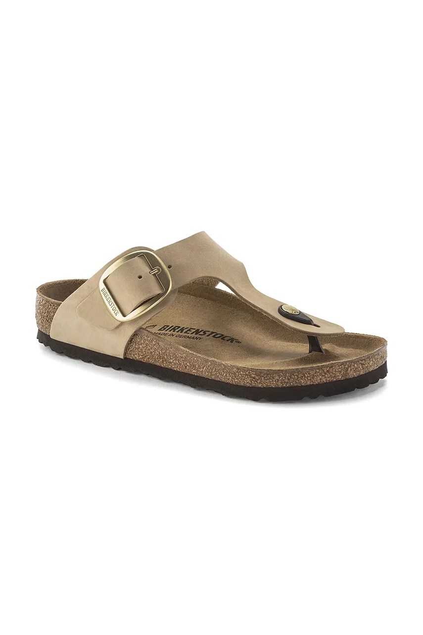 В'єтнамки з нубуку Birkenstock Gizeh Big Buckle жіночі колір бежевий на плоскому ходу 1023966