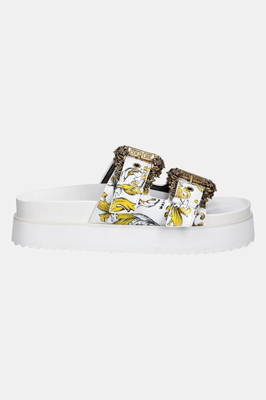 Шльопанці Versace Jeans Couture жіночі колір білий на платформі 78VA3SM1 ZS366 G03