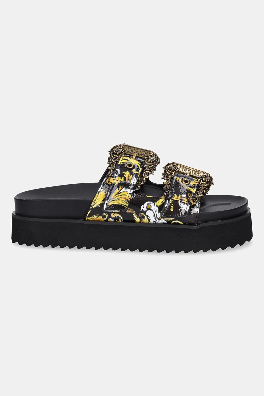 Шльопанці Versace Jeans Couture жіночі колір чорний на платформі 78VA3SM1 ZS366 G89
