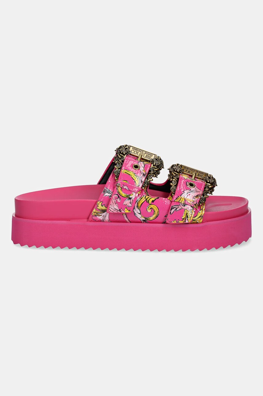 Шльопанці Versace Jeans Couture жіночі колір рожевий на платформі 78VA3SM1 ZS366 R54
