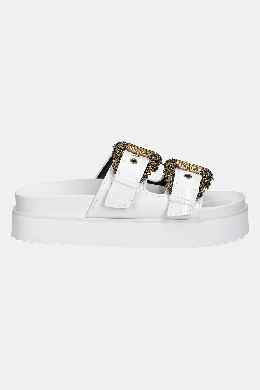 Шльопанці Versace Jeans Couture жіночі колір білий на платформі 78VA3SM1 ZS539 003