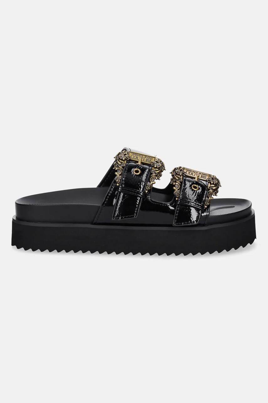 Шльопанці Versace Jeans Couture жіночі колір чорний на платформі 78VA3SM1 ZS539 899