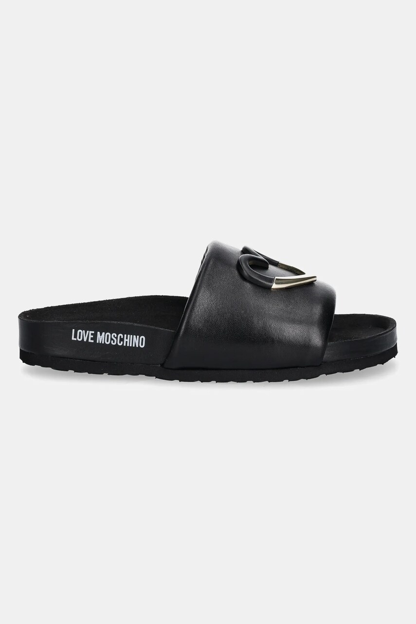 Шкіряні шльопанці Love Moschino жіночі колір чорний JA28283G1MIE0000