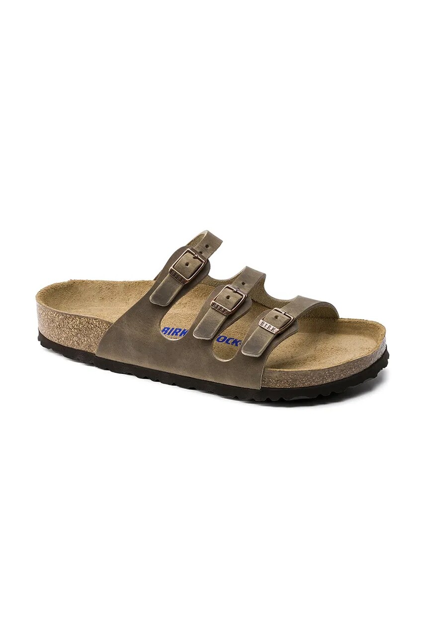 Шкіряні шльопанці Birkenstock Florida SFB жіночі колір зелений 1011432