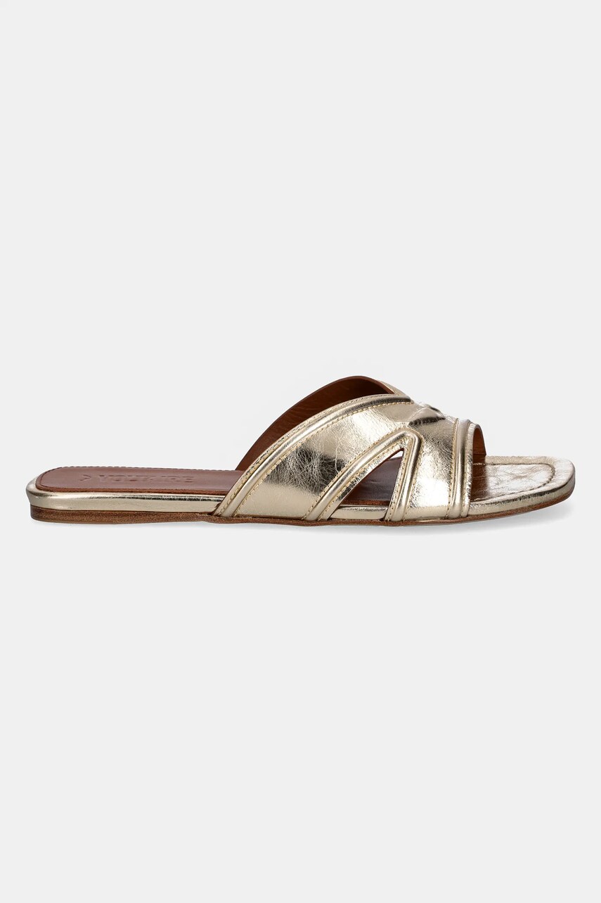 Шкіряні шльопанці ZADIG&VOLTAIRE Azora жіночі колір золотий SWCT01939