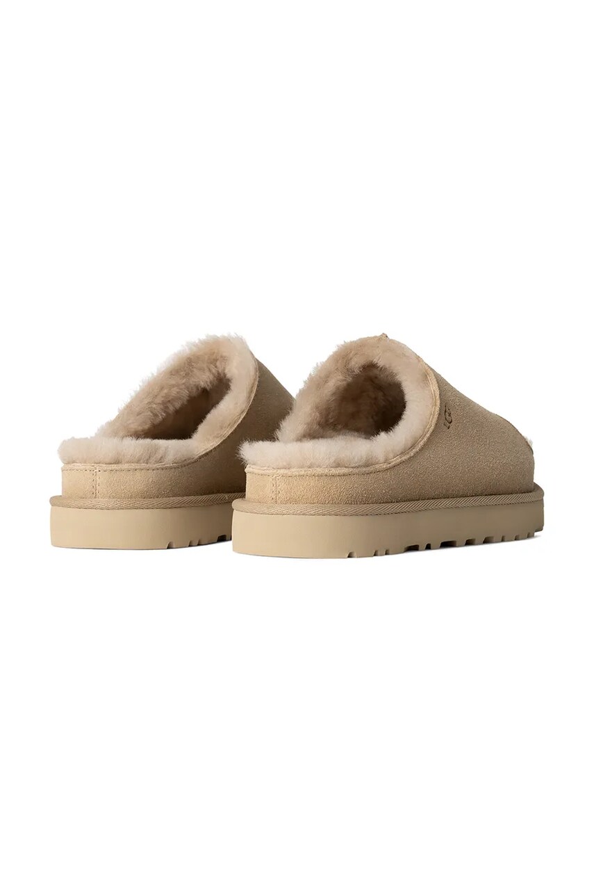 Замшеві шльопанці UGG Greenport Slide жіночі колір бежевий на платформі 1167610-SAN