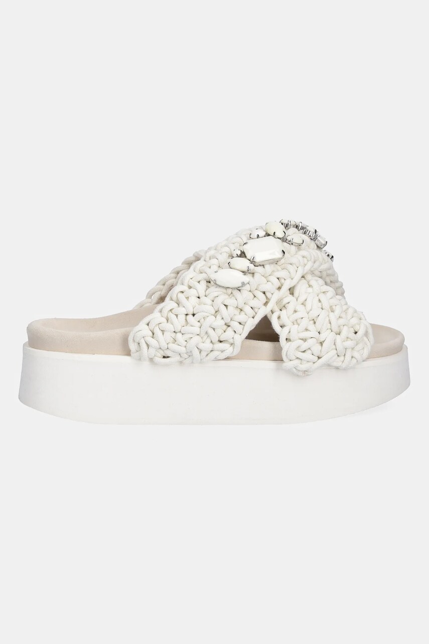Шльопанці Inuikii Woven Stones Platform жіночі колір білий на платформі 1004.005.0041.108 / 70103-106
