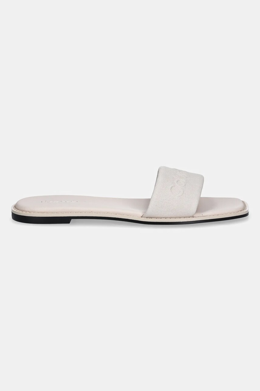 Шльопанці Calvin Klein FLAT SLIDE - HE жіночі колір бежевий HW0HW02378
