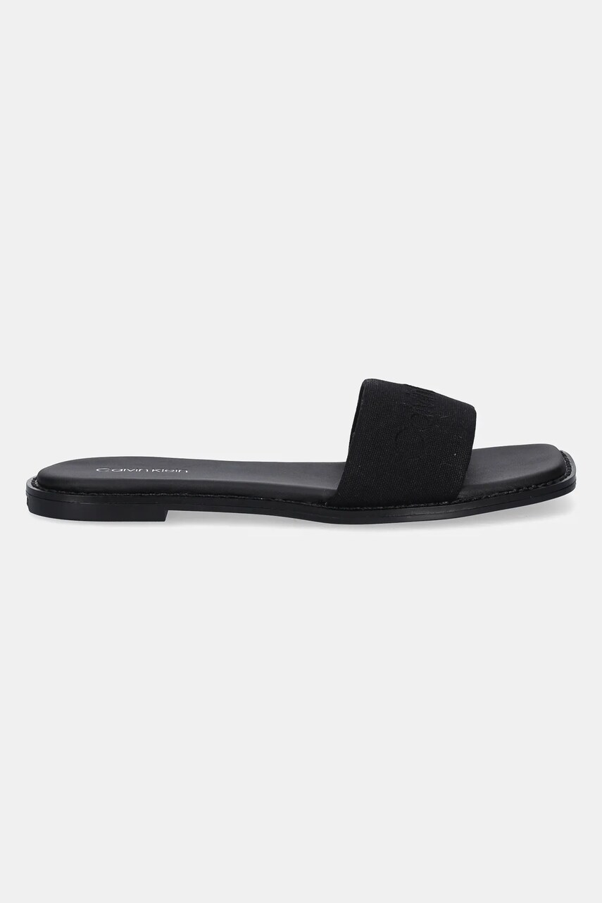 Шльопанці Calvin Klein FLAT SLIDE - HE жіночі колір чорний HW0HW02378