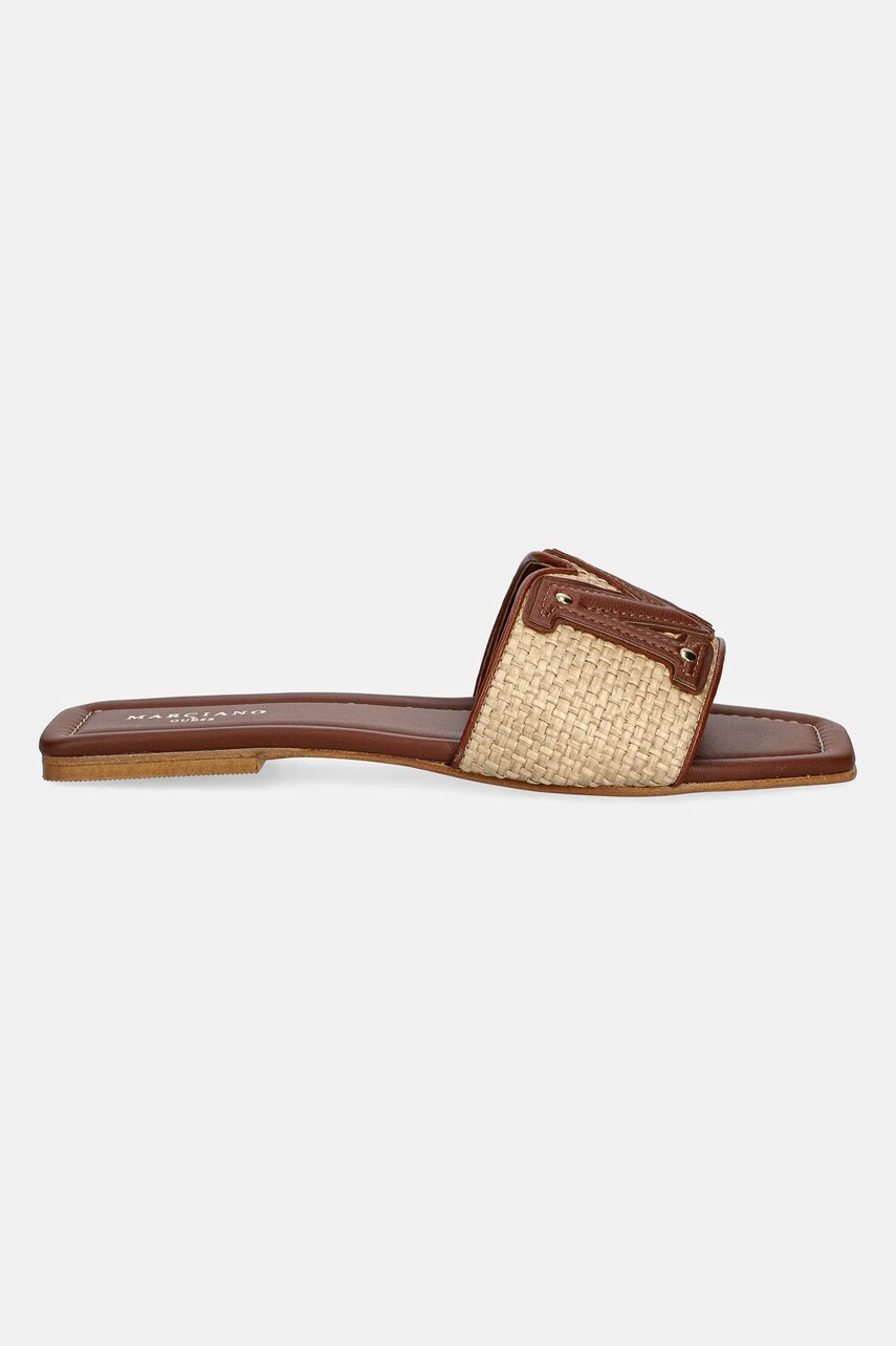 Шльопанці Guess RAMADA RAFIA SLIDE жіночі колір коричневий 5GGZ39 7329A