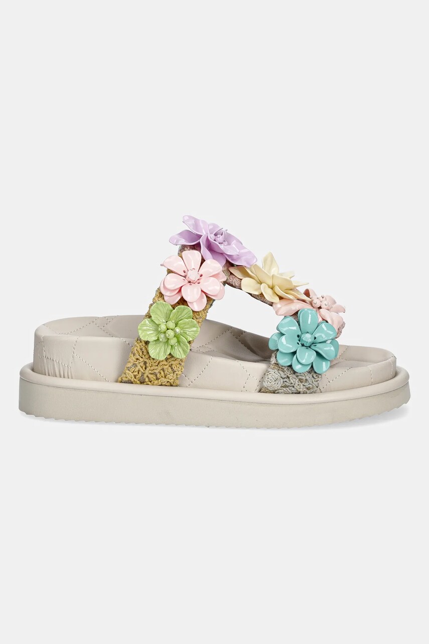 Шльопанці Kurt Geiger London Orson Flower жіночі колір бежевий на платформі 4353969609