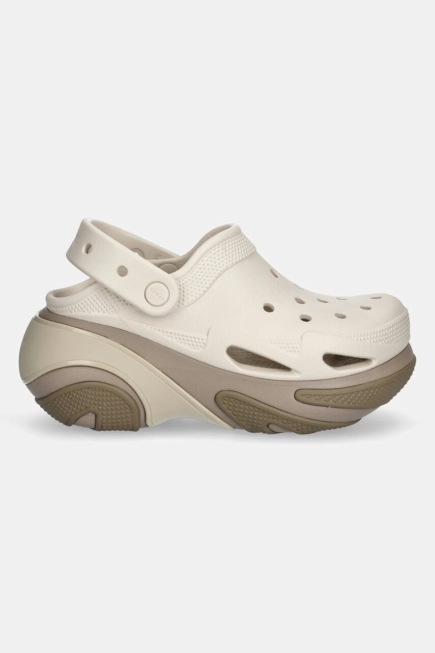 Шльопанці Crocs Bubble Crush Clog жіночі колір коричневий на платформі 210061.214