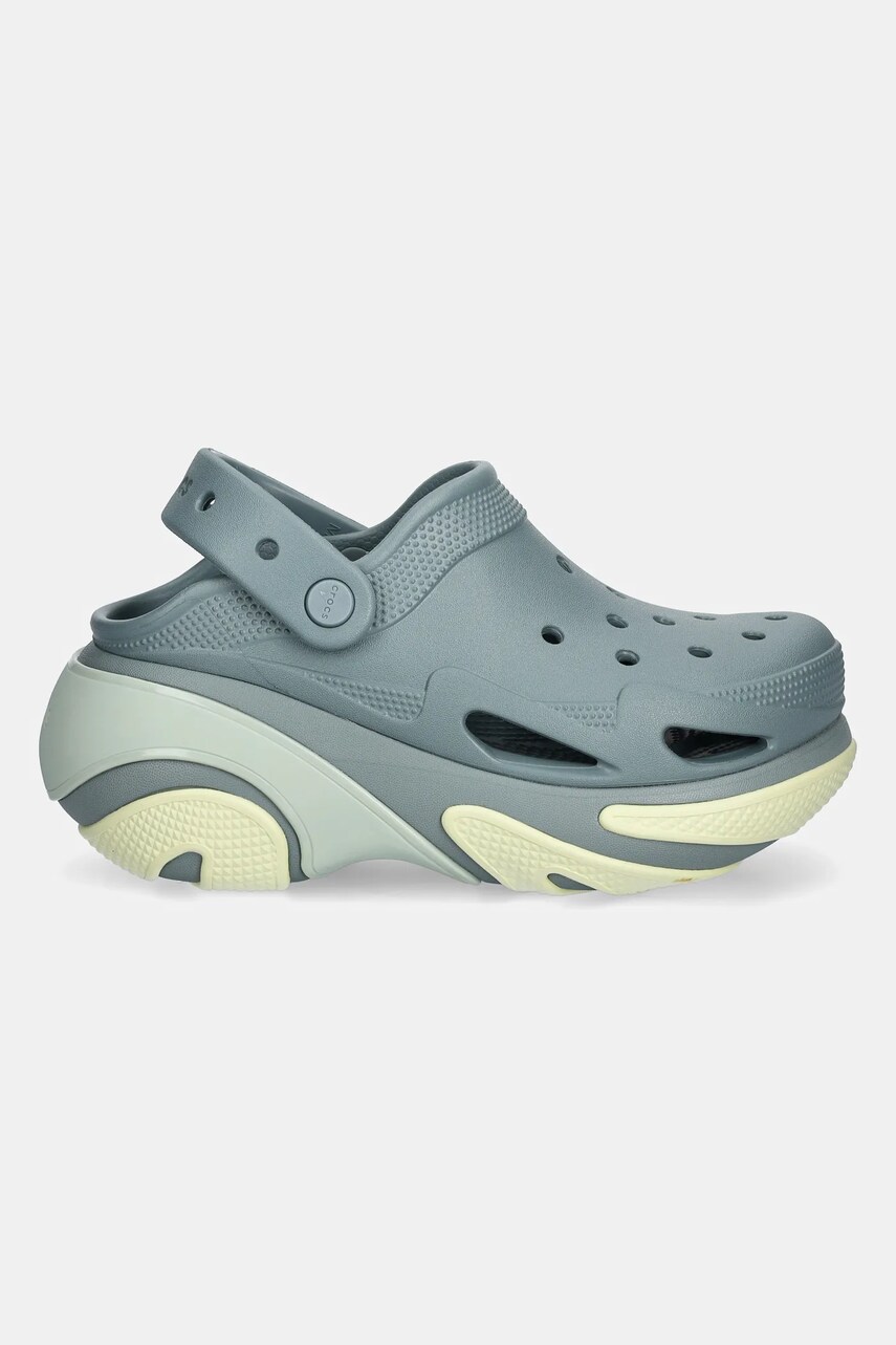 Шльопанці Crocs Bubble Crush Clog жіночі колір зелений на платформі 210061.3YO