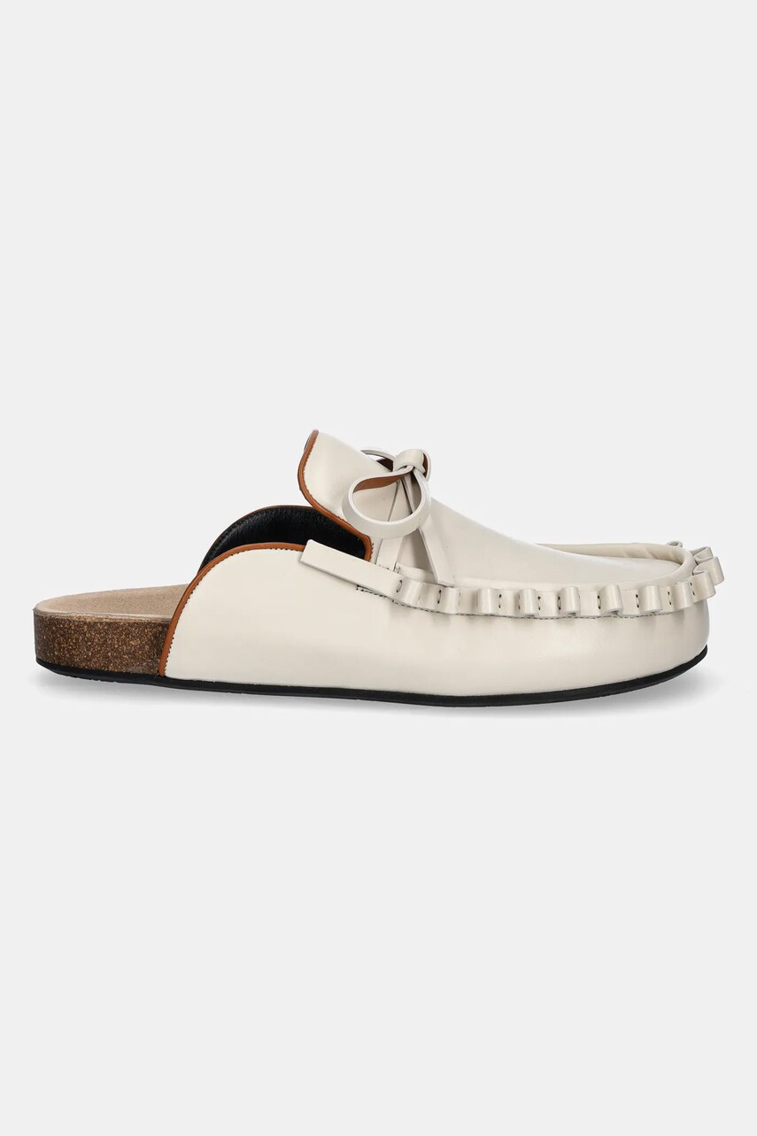 Шкіряні шльопанці JW Anderson жіночі колір бежевий LF0069 LA0323 002