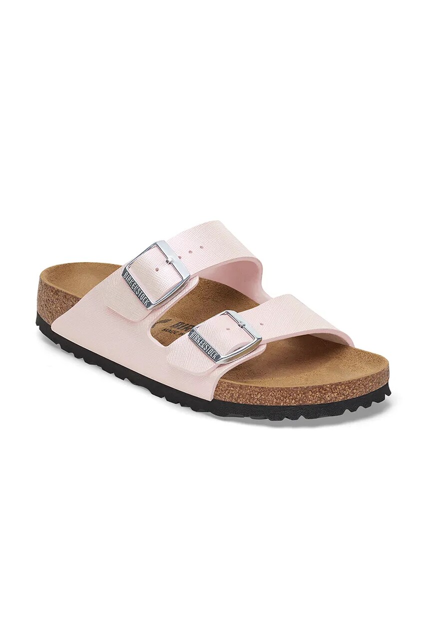 Шльопанці Birkenstock Arizona Saffiano Iridescent жіночі колір рожевий 1029511
