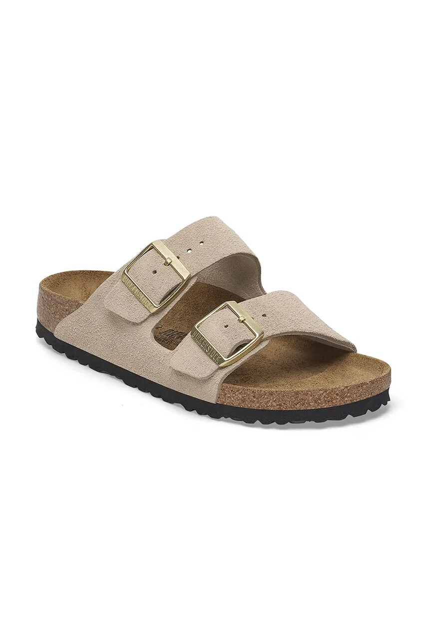 Замшеві шльопанці Birkenstock Arizona жіночі колір бежевий 1029260