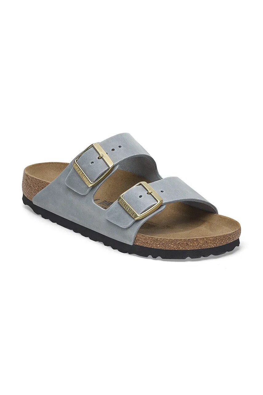 Шкіряні шльопанці Birkenstock Arizona жіночі колір сірий 1029253