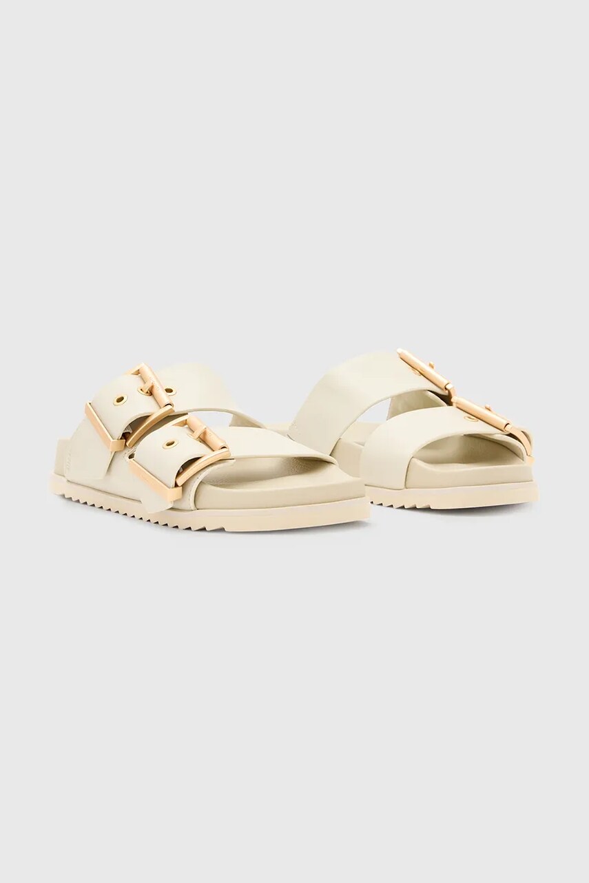 Шкіряні шльопанці AllSaints Sian Sandal жіночі колір бежевий W034FC