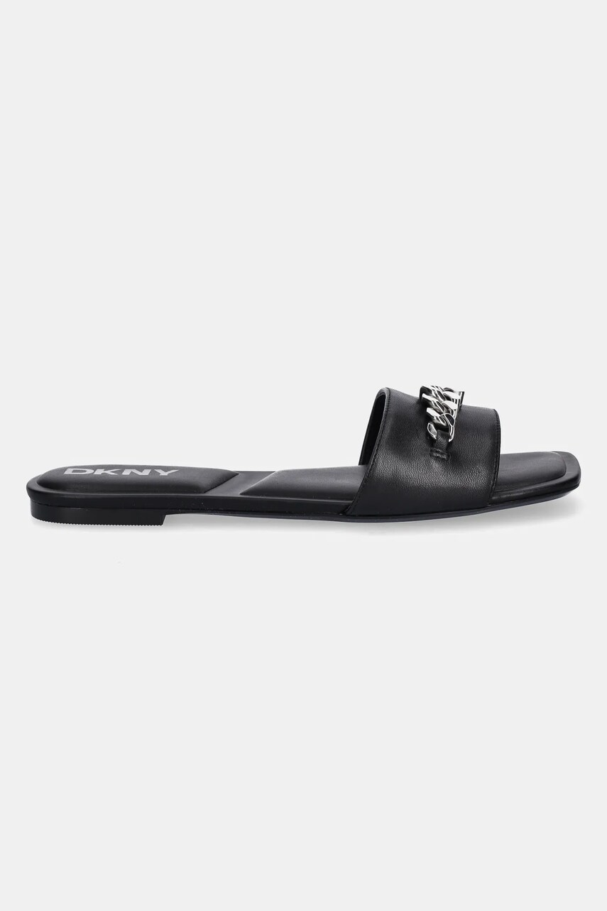 Шкіряні шльопанці Dkny Dania жіночі колір чорний K1544758