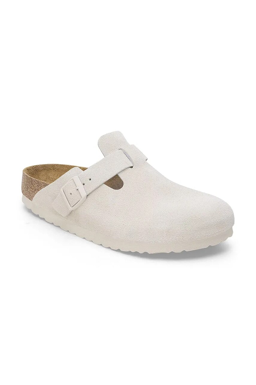 Замшеві шльопанці Birkenstock Boston SFB чоловічі колір білий 1027667
