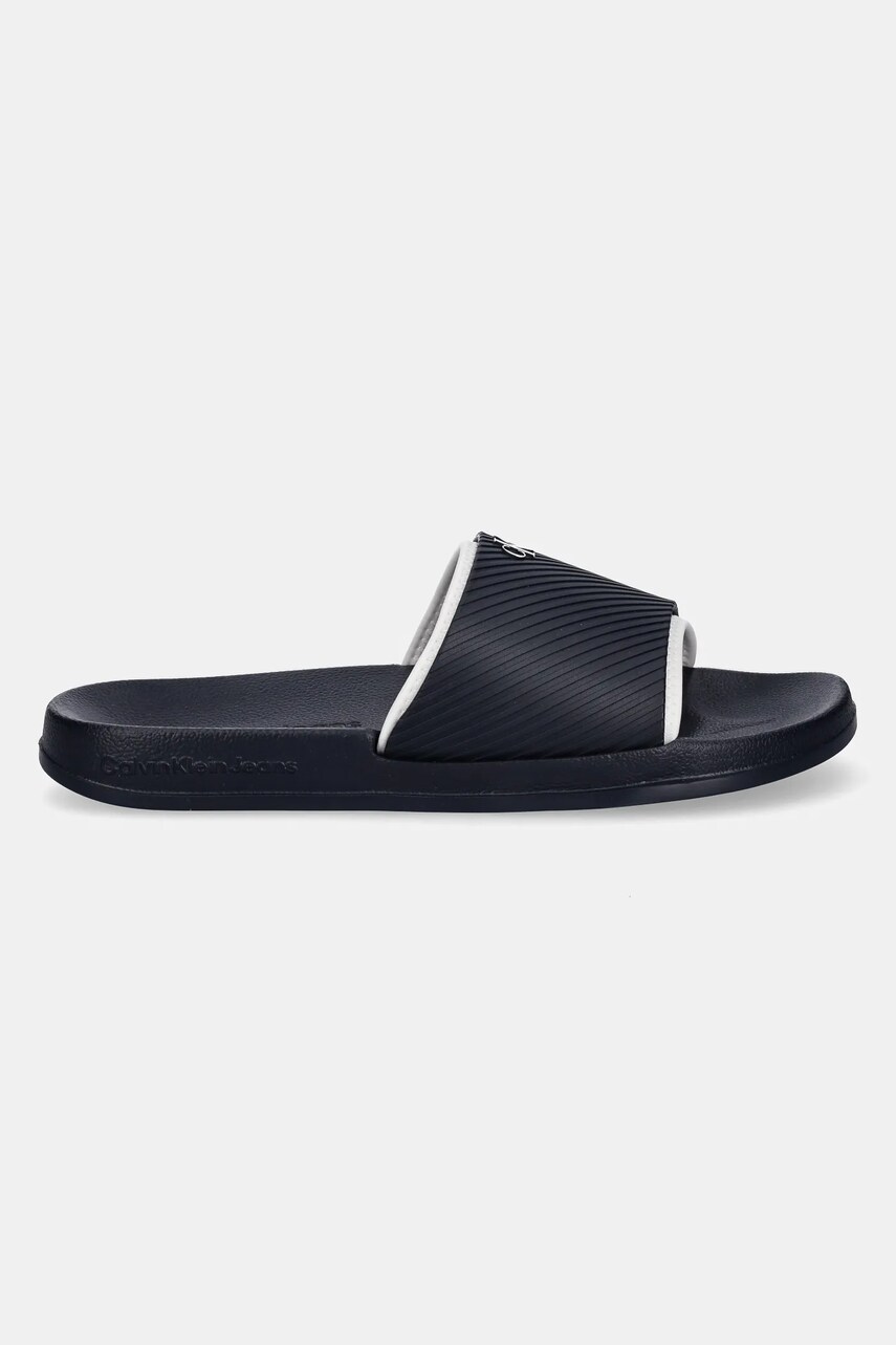 Шльопанці Calvin Klein Jeans SLIDE RUBBER NEOPRENE TEXT чоловічі колір синій YM0YM01234