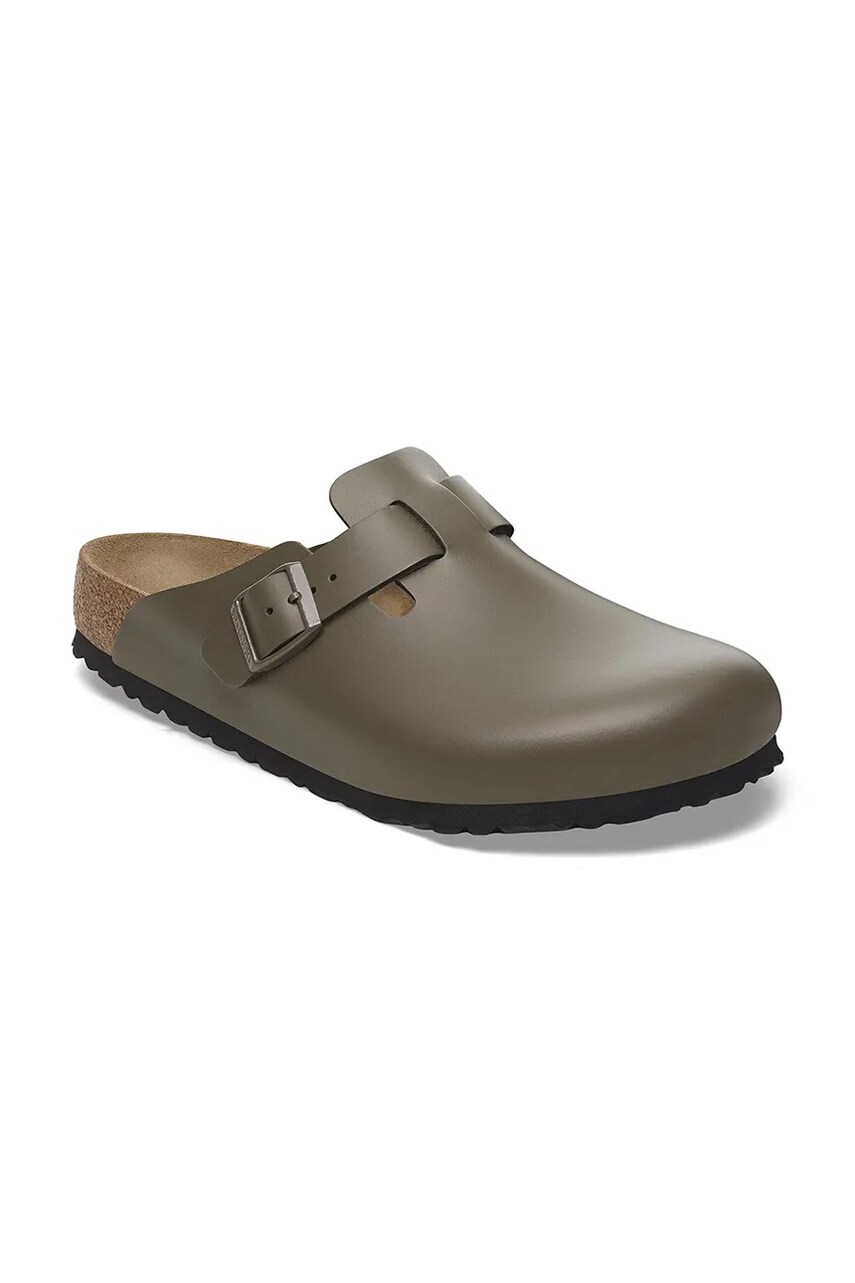 Шкіряні шльопанці Birkenstock Boston колір зелений 1029079