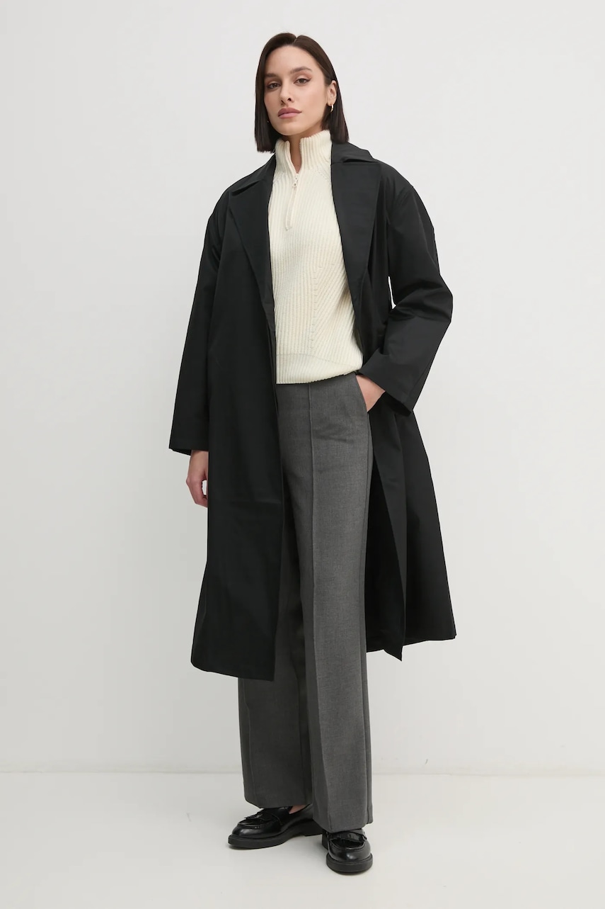 Тренч Calvin Klein жіночий колір чорний перехідний oversize 00040WL546