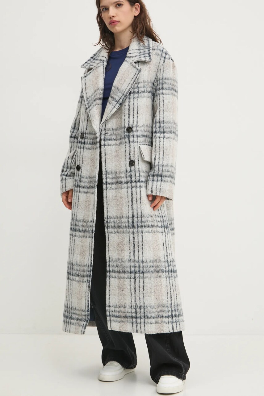 Пальто з домішкою вовни Tommy Jeans колір сірий перехідне oversize DW0DW20553