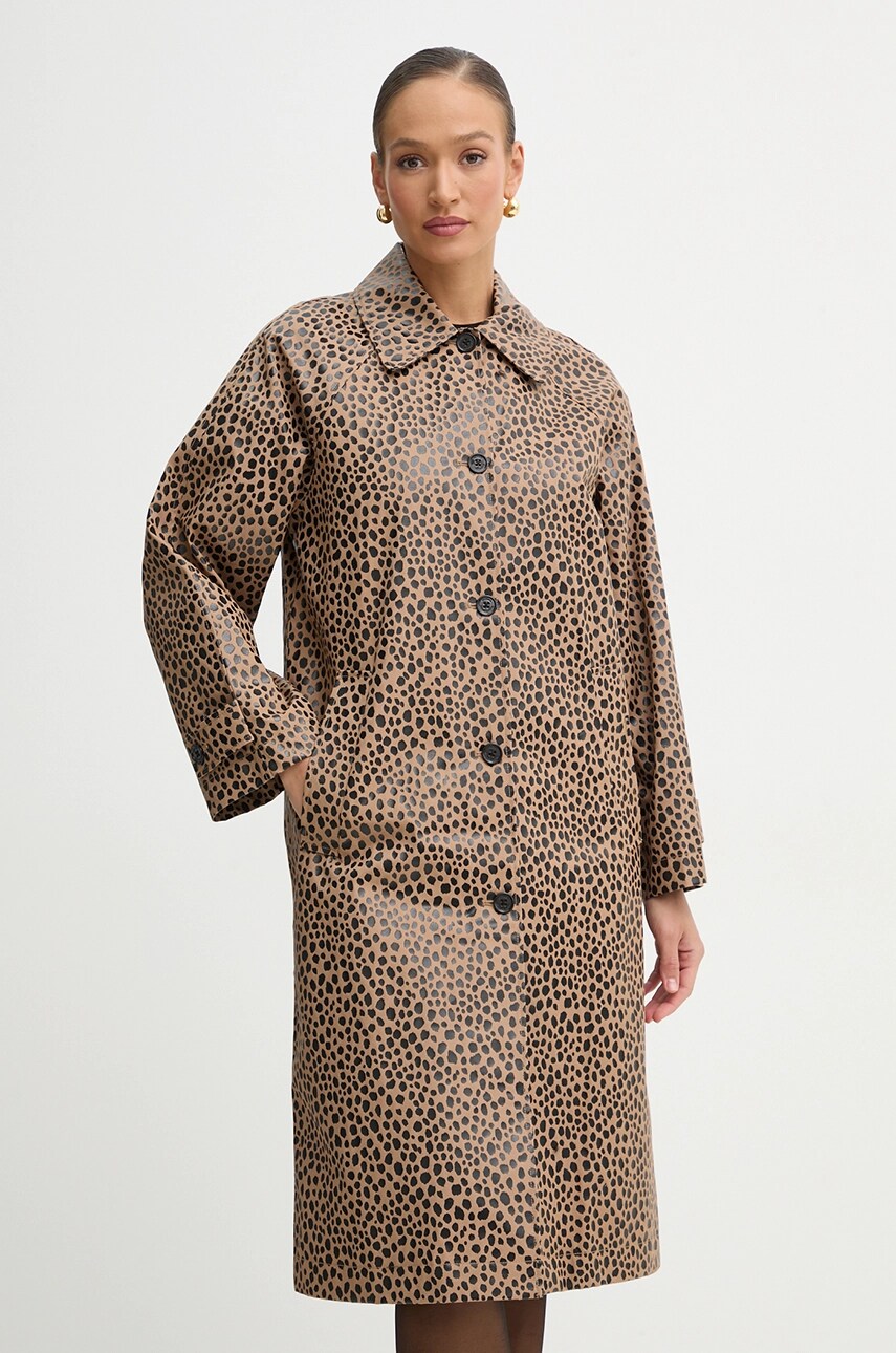 Бавовняне пальто MICHAEL Michael Kors жіноче колір коричневий перехідне oversize MR520H7GUC