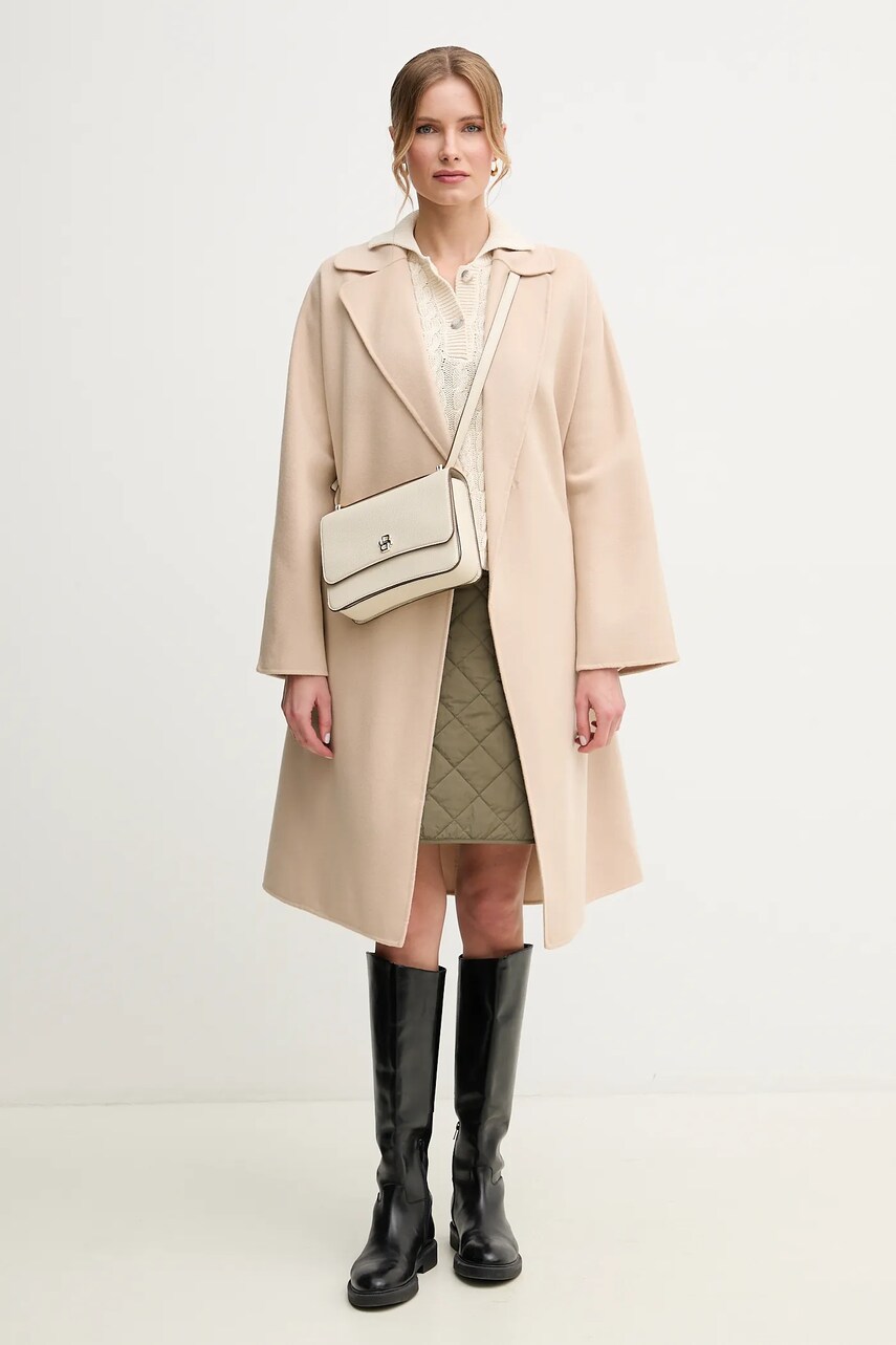 Вовняне пальто Weekend Max Mara жіноче колір бежевий перехідне 2515011011600
