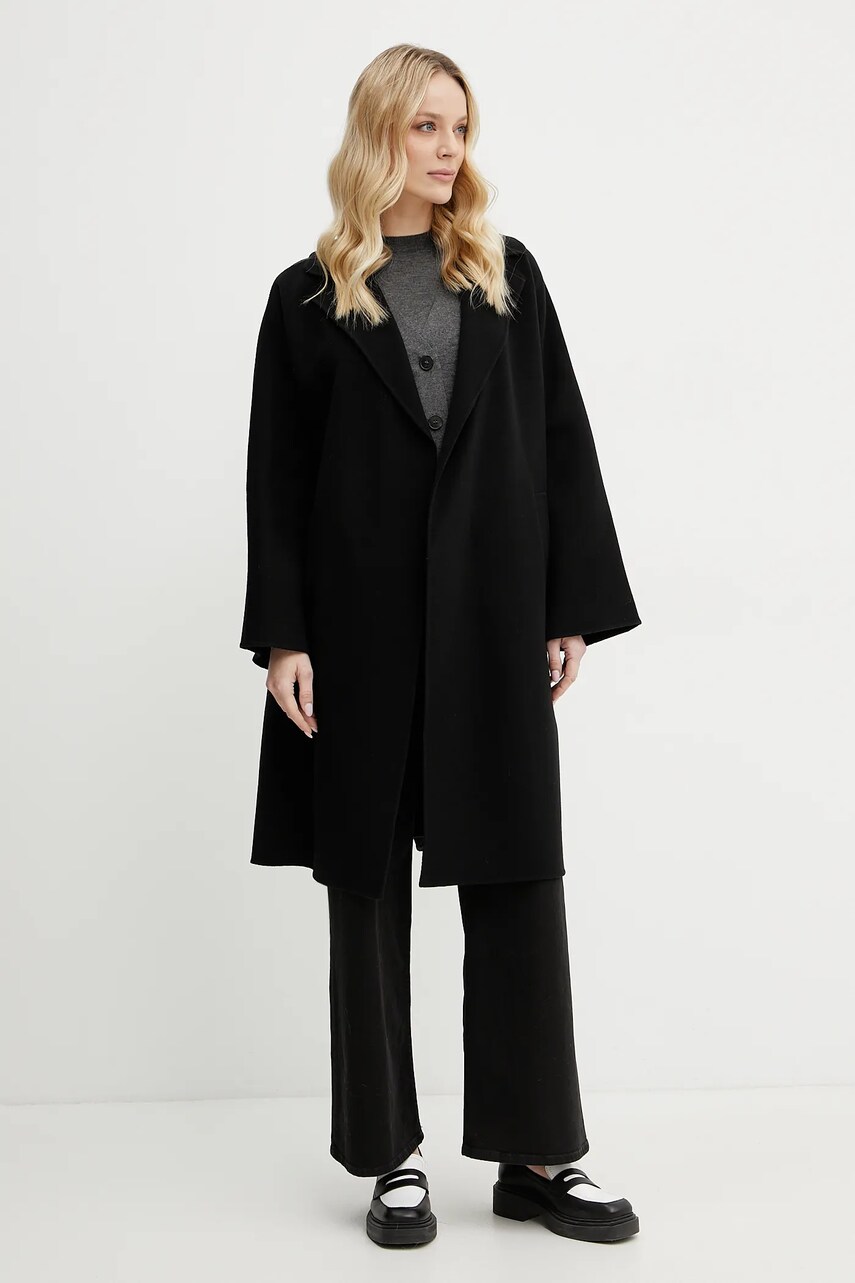 Вовняне пальто Weekend Max Mara жіноче колір чорний перехідне 2515011011600