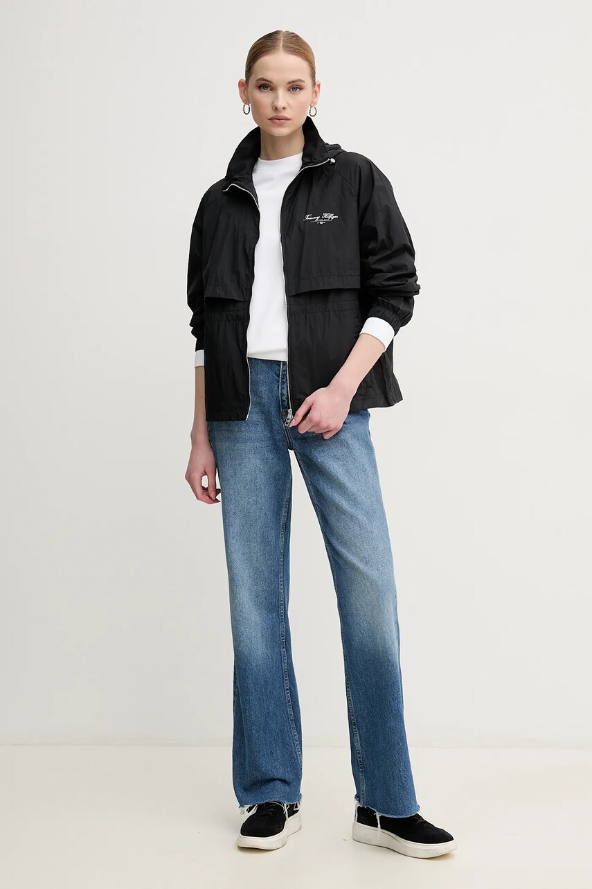 Куртка Tommy Hilfiger колір чорний перехідна oversize WW0WW45413