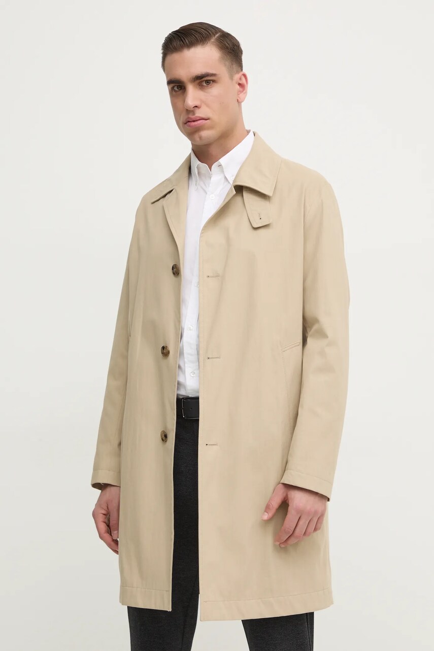 Пальто BOSS чоловіче колір бежевий перехідне oversize 50540478