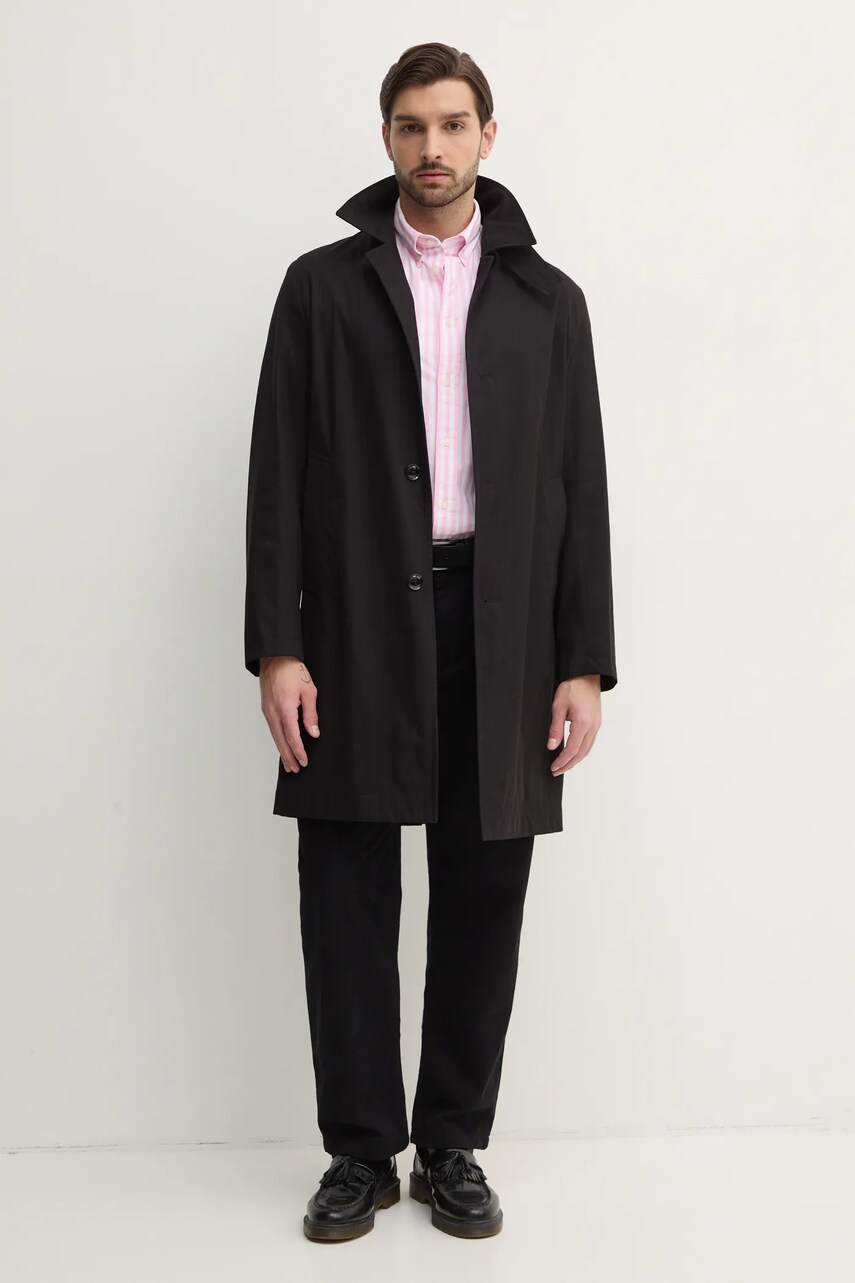 Пальто BOSS чоловіче колір чорний перехідне oversize 50540478