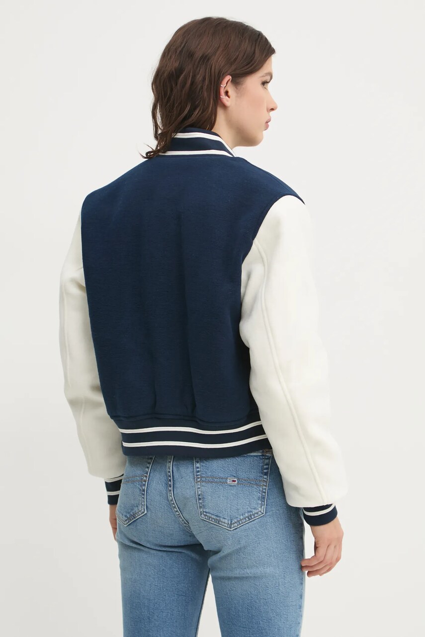 Куртка-бомбер з домішкою вовни Tommy Jeans колір синій перехідна DW0DW19320