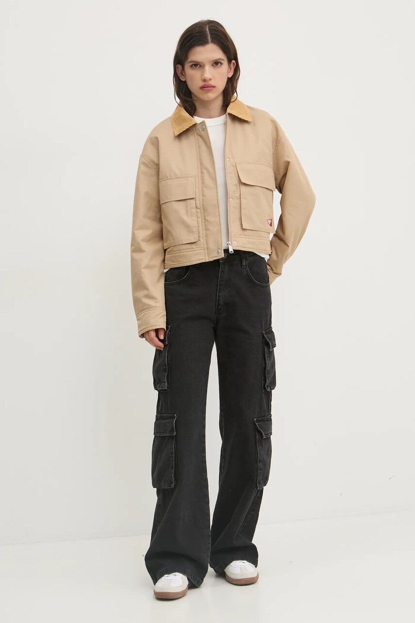 Куртка Tommy Jeans жіноча колір бежевий перехідна DW0DW20544