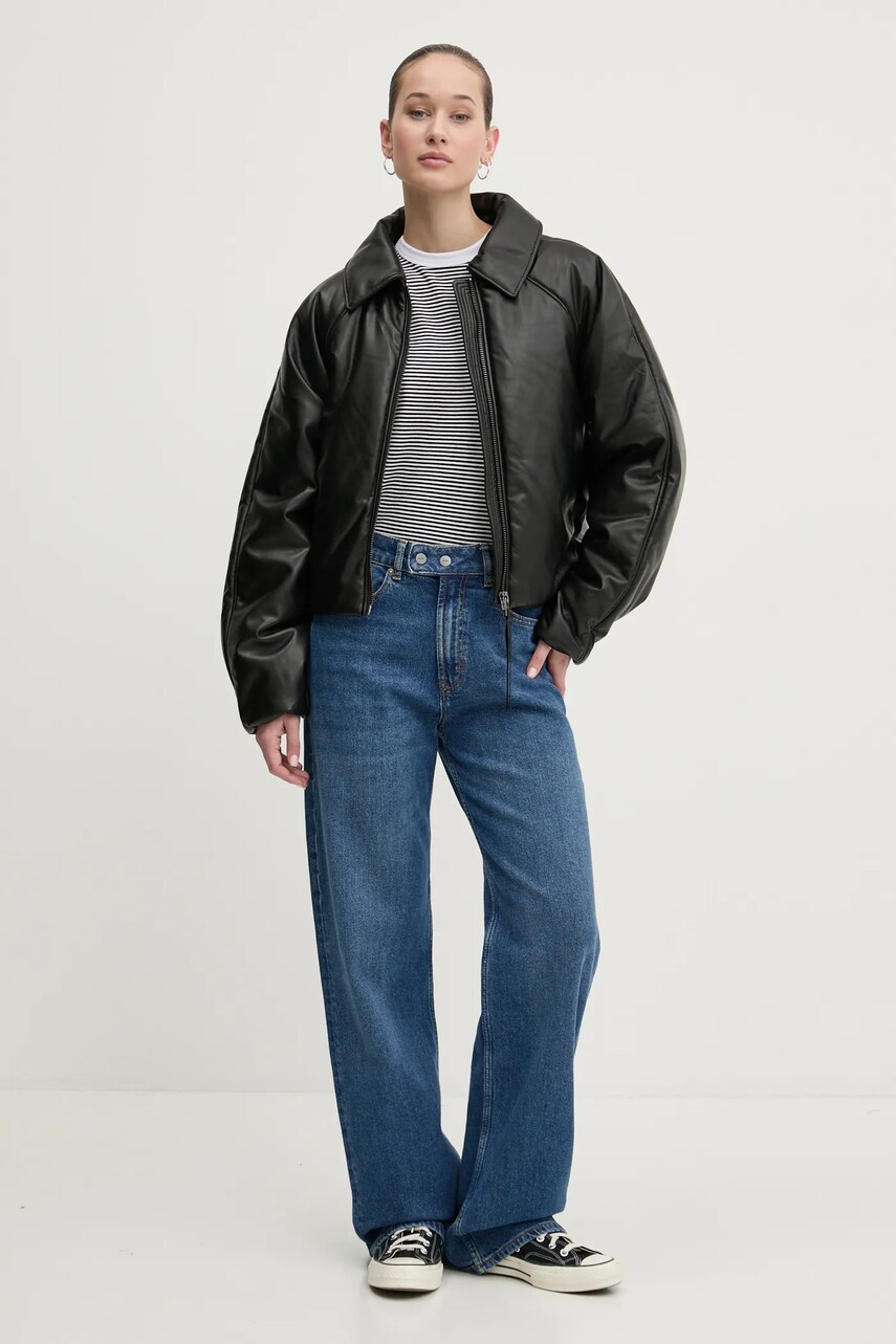 Куртка HUGO жіноча колір чорний зимова oversize 50529009