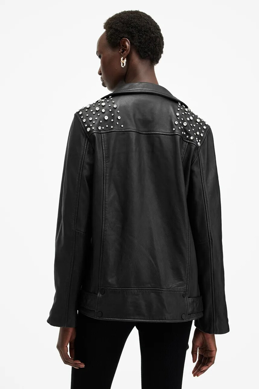 Шкіряна куртка AllSaints BILLIE EMB жіноча колір чорний перехідна W137LB