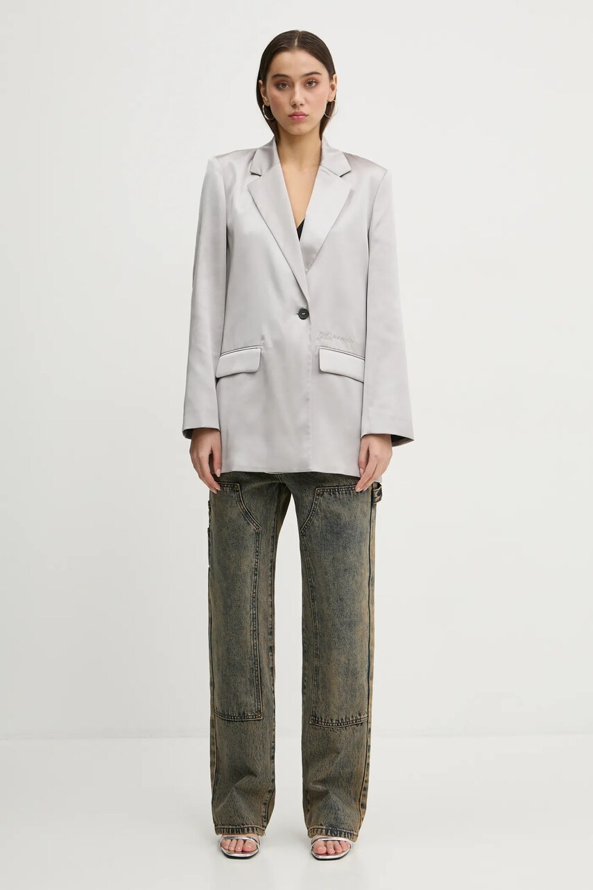 Піджак Karl Lagerfeld Jeans колір сірий двобортний однотонний A1W14041