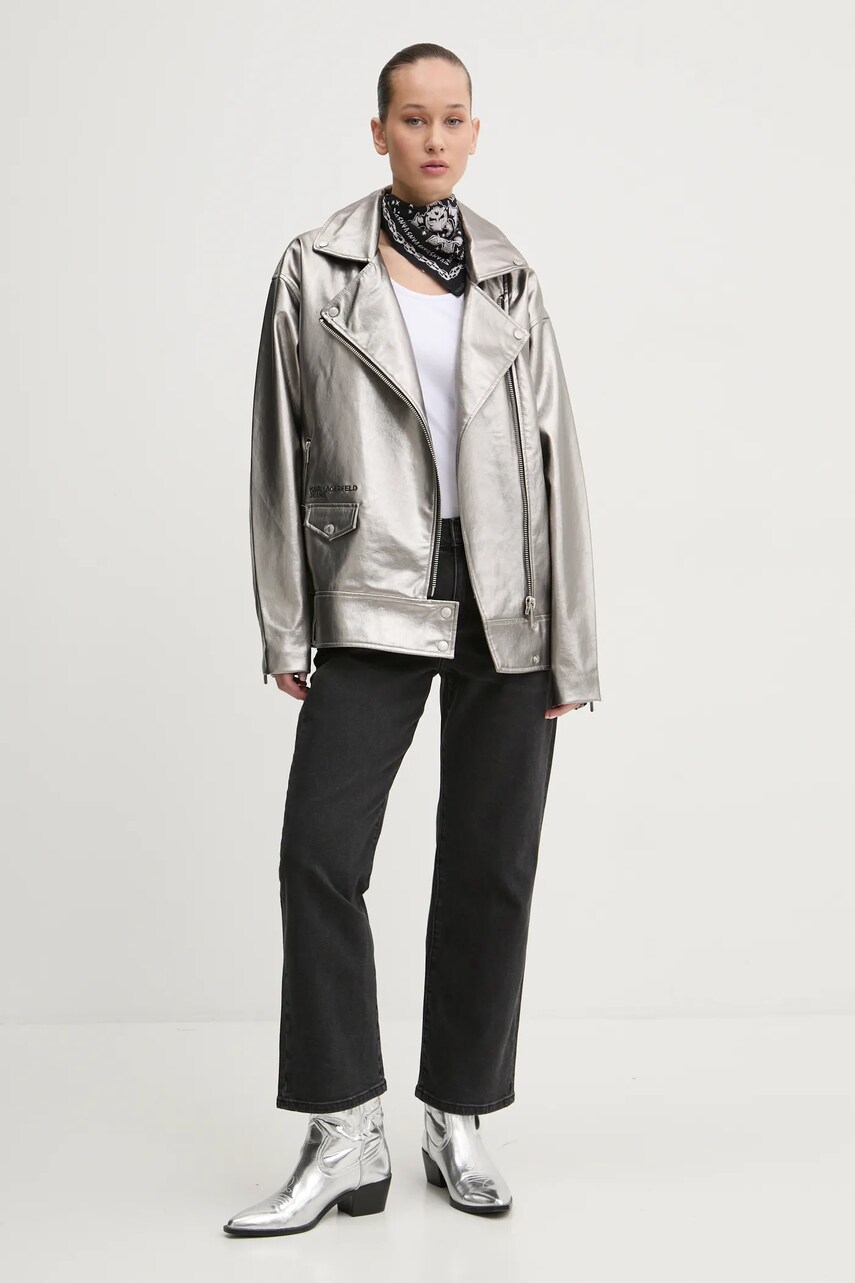 Куртка Karl Lagerfeld Jeans жіноча колір срібний перехідна A1W15013