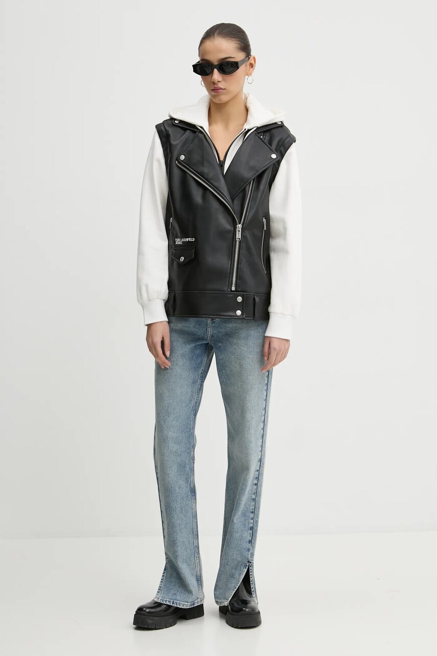 Куртка Karl Lagerfeld Jeans жіноча колір чорний перехідна A1W15012