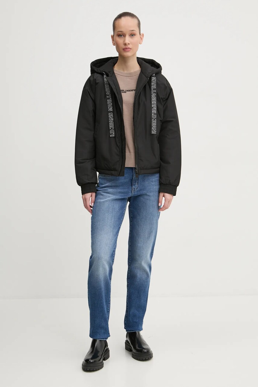 Куртка Karl Lagerfeld Jeans жіноча колір чорний зимова A1W15015