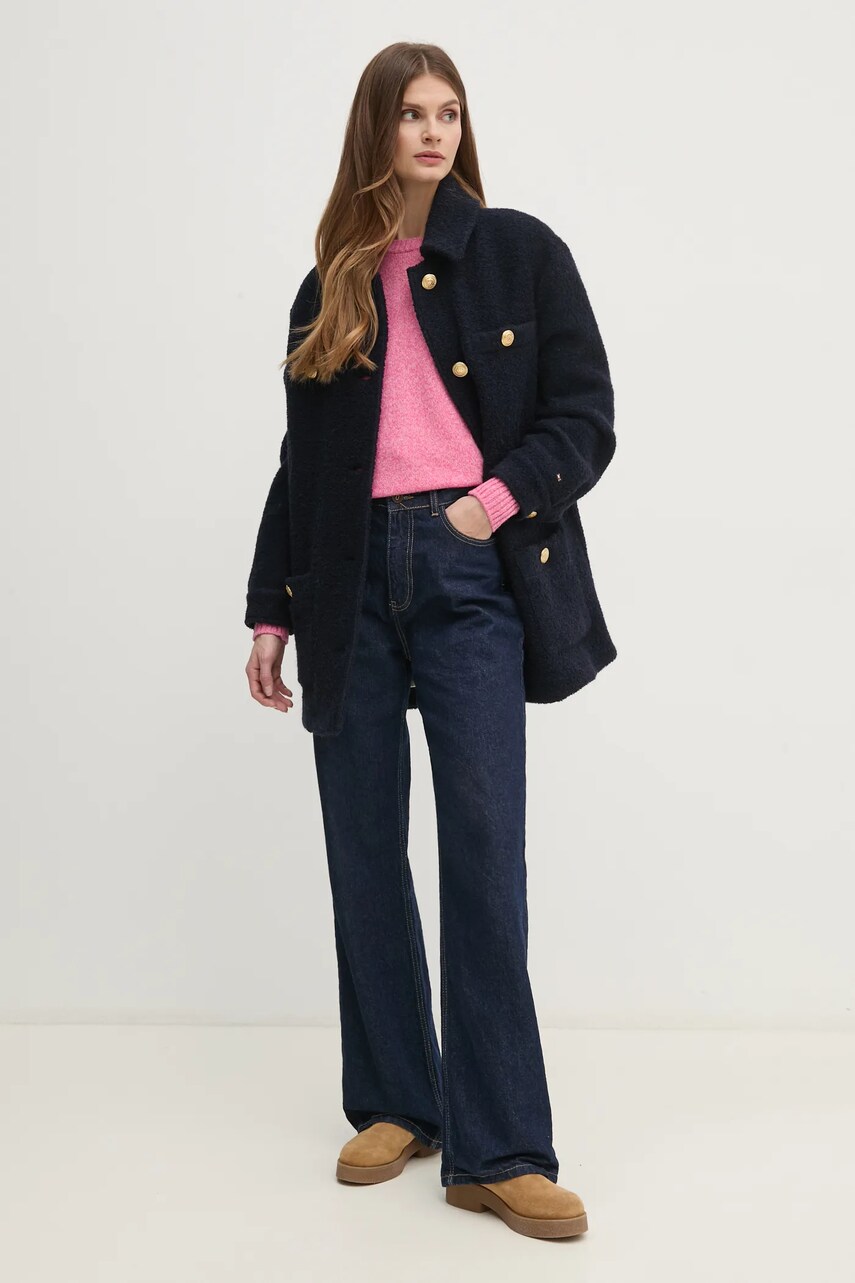Пальто Tommy Hilfiger жіноче колір синій перехідне WW0WW43762