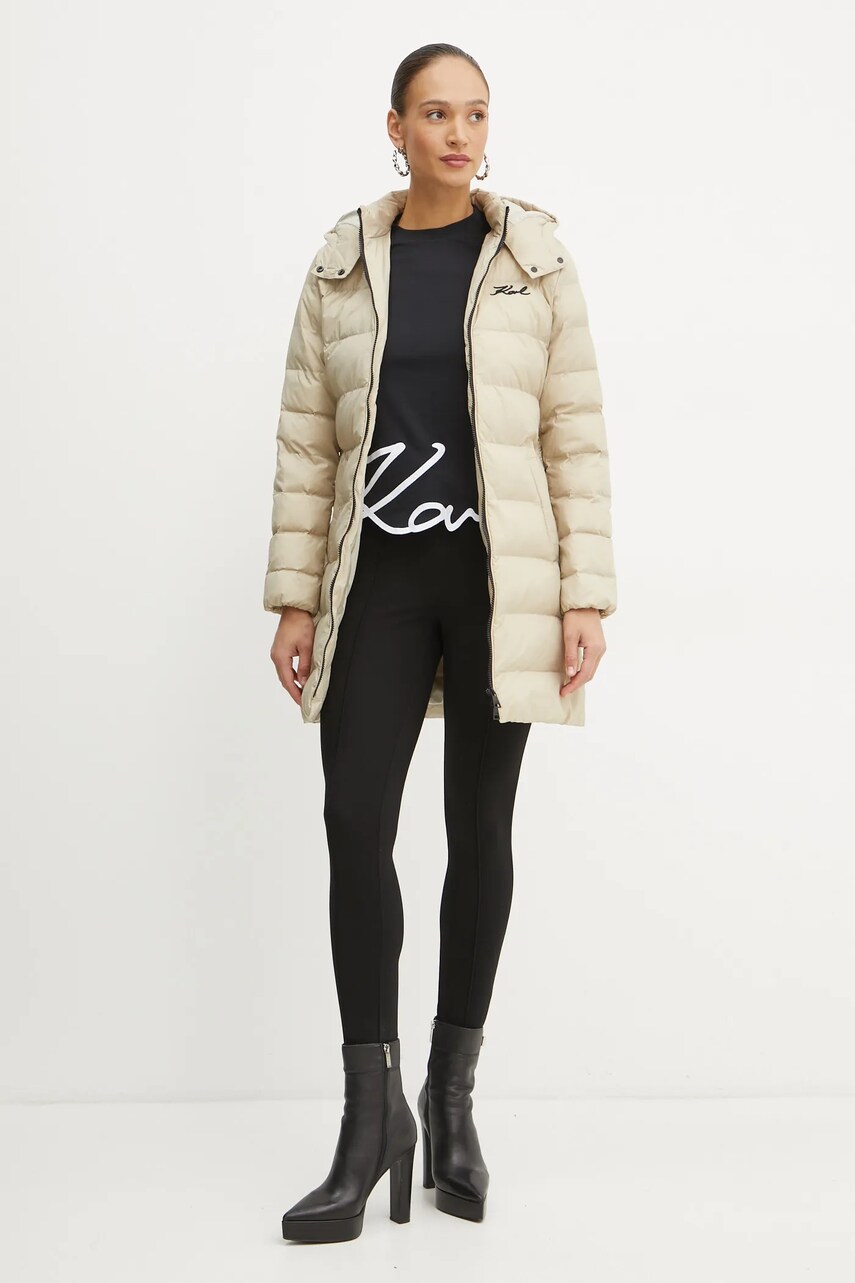 Куртка Karl Lagerfeld жіноча колір бежевий зимова 246W1514