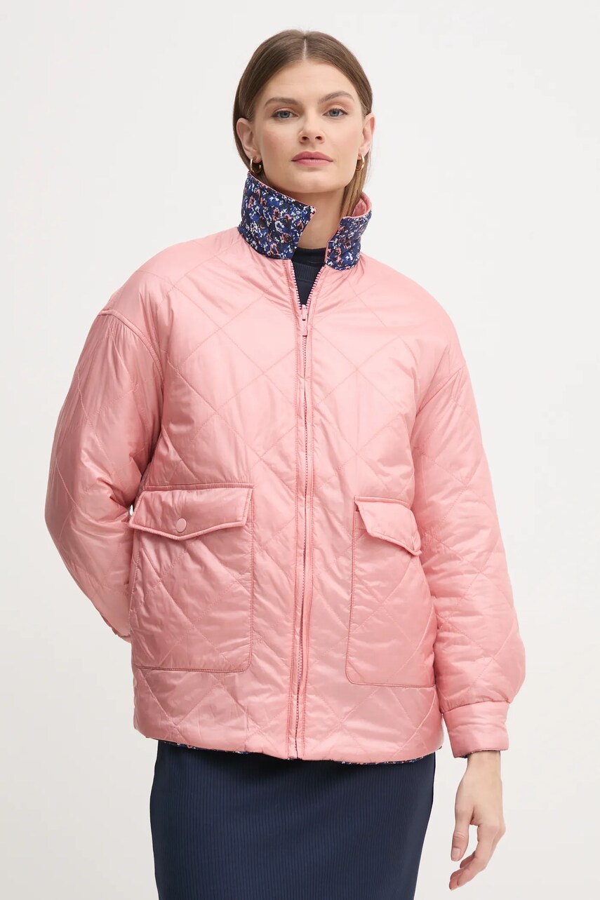 Двостороння куртка Pepe Jeans FLEUR DAILY жіноча колір рожевий перехідна oversize PL402499