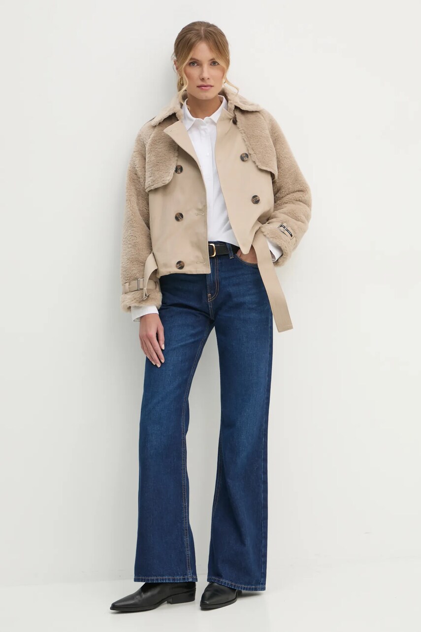 Тренч Pepe Jeans FIONA жіночий колір бежевий перехідний oversize PL402500