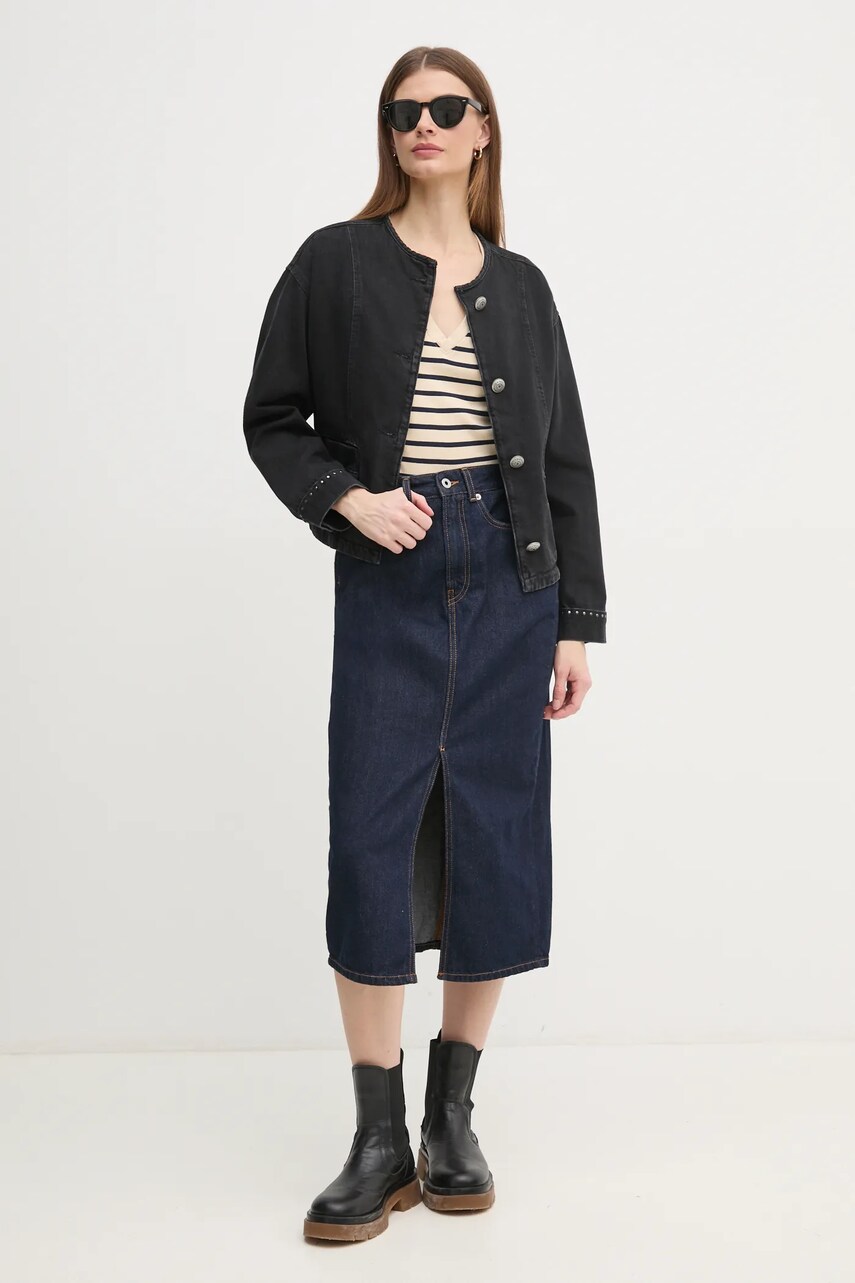 Джинсова куртка Pepe Jeans DAENA STUD жіноча колір чорний перехідна oversize PL402524